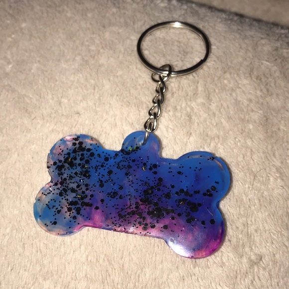 Unique Custom epoxy bone 🦴 shaped keychain multi colored by Me - Picture 3 of 3